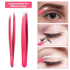 Slanted Tip Precision Beauty Tool Eyelash Extension Facial Hair Grooming Professional Stainless Steel Eyebrow Tweezers Kit - Product Image 3
