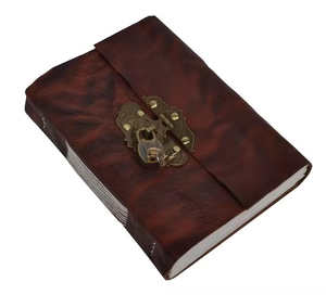 Handmade Genuine Leather Journal Notebook Spiral Bound with Saddle Stitching <b>Padlocked</b> Diary Book Secure Lockable Journal - Product Image 1