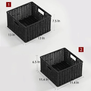 Panier de rangement en fil métallique de qualité supérieure avec poignées en bois pour le rangement du linge - Product Image 3