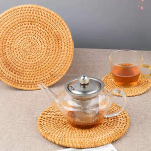 Natural <b>Woven</b> Rattan Cup <b>Coasters</b> Handmade Eco Friendly Drink Mats for Restaurants Bulk Supplier Vietnam - Product Image 3
