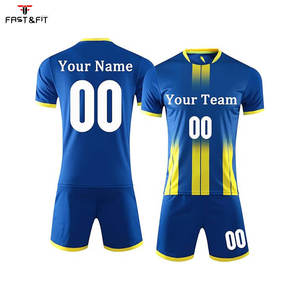 Ensemble de maillots de football personnalisés unisexes de haute qualité avec manches courtes en coton à séchage rapide - Product Image 1