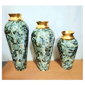 Luxury Decorative Flower <b>Vase</b> <b>Set</b> Artistic Bubble-Pattern <b>Vases</b> Gold Rim Floral Embellishments Aluminium Iron Matte <b>Vases</b>. - Product Image 2