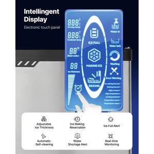 Macchina per il Ghiaccio Commerciale in Acciaio Inox con Autopulizia, Capacità 300LBS/24H, Contenitore di Stoccaggio in Acciaio Inox - Product Image 5