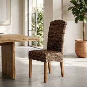 New Modern Minimalist Teak Wood <b>Dining</b> <b>Chair</b> Woven Seagrass Kitchen Room <b>Chairs</b> Luxury Seating Living Room Accent <b>Chair</b> Box - Product Image 4
