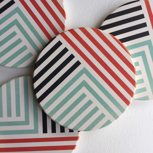Set of 4 Resin Inlay Coaster Set Black White Attractive Pattern for Enhancing Table Decorative MDF Coasters <b>Mats</b> & Pads - Product Image 1