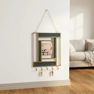 Artisan Design Rectangular Metal <b>Photo</b> <b>Frame</b> <b>Black</b> Glass Panels Rope Hanger Decorative Wall Art Home Interior Vertical Design - Product Image 4