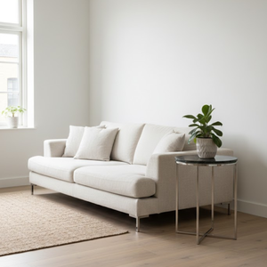 Mesa Auxiliar Redonda de Lujo con Tapa de Mármol Blanco y Elegante Estructura de Acero Inoxidable |   Mesa Auxiliar Moderna para Decoración de Sala de Estar y Apartamento - Product Image 2