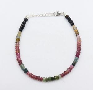 Bracelet artisanal en tourmaline multicolore à facettes, perles rondes de 4 mm, avec trou de 0,40 mm, Indian Gem Store - Product Image 4