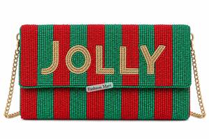 Handmade Beaded Candy Clutch <b>Bag</b> with Red White Pattern Flap Closure for Evening Party - Product Image 3