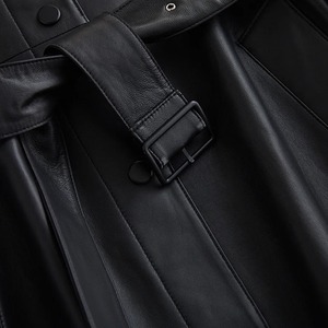 Men's Long Hooded PU Leather Trench Coat With <b>Belt</b> And Zipper Pockets Autumn Winter Moto Biker Style - Product Image 5