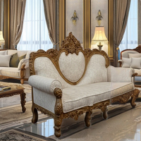 Ensemble de canapés de luxe en bois massif sculpté, style royal victorien, rembourré en tissu, mobilier de salon de style français antique