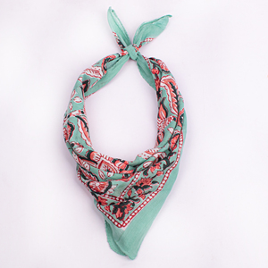 Artisan Crafted Handkerchief Floral Printed Cotton Bandana <b>Square</b> <b>Scarf</b> Multifunctional Casual Wear Spring Summer Style - Product Image 3