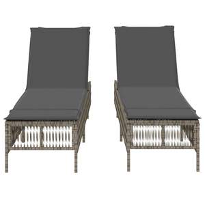 Chaise longue réglable en rotin PE gris avec accoudoirs standard, confortable pour l'extérieur - Product Image 5