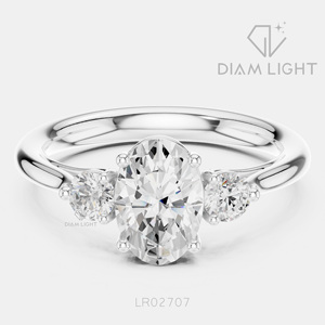 Bague de fiançailles en or blanc 14 carats avec diamant de laboratoire ovale de 1,00 carat, certifiée IGI, bijoux fins pour femmes, cadeau - Product Image 1