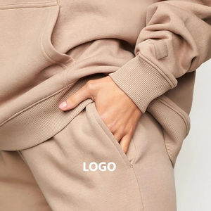 Nouveau pantalon de jogging pour femme, taille haute, coupe ample, jambe large, avec détails de coutures, cordon de serrage, en molleton bouclette doux - Product Image 4