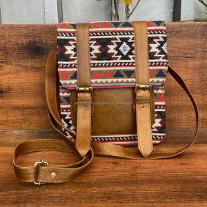 Handmade Kilim Leather Jacquard Fabric Crossbody Shoulder Bag High Quality Genuine Leather Ethnic Bag Vintage Handbag for Women - Product Image 6