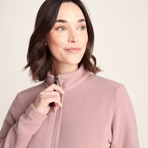 Veste polaire rose pour femme, fermeture éclair intégrale, col montant, vêtement d'extérieur chaud et décontracté pour l'automne et l'hiver, polaire pour femme - Product Image 3