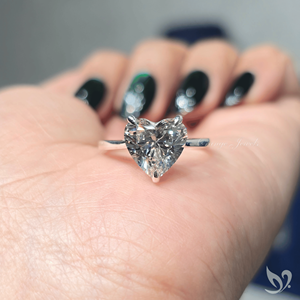 Bague de fiançailles et de mariage solitaire en diamant de laboratoire de luxe en forme de cœur, 3 carats, or blanc 10 carats, haute qualité - Product Image 6