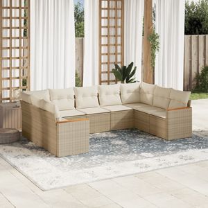 Ensemble de canapés de jardin en rotin PE beige avec structure en acier thermolaqué 100% polyester, meubles de jardin élégants et durables - Product Image 1