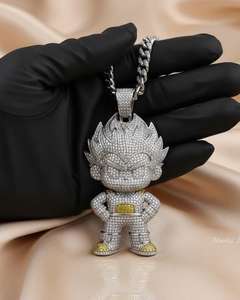 Pendentif Super Saiyan Spirit Ice Outed, personnage de dessin animé personnalisé, en argent 925, style Hip Hop, pour homme, avec diamants Dvars et Moissanite - Product Image 6