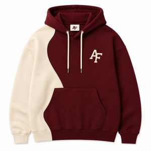 Sweat-shirt à capuche premium bicolore avec logo brodé personnalisé, coupe oversize en molleton, style streetwear pour hommes et femmes - Product Image 2