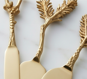 Ensemble de couteaux à fromage en acier inoxydable avec design feuille d'or, spatules à tartiner pour la maison et la cuisine - Product Image 2
