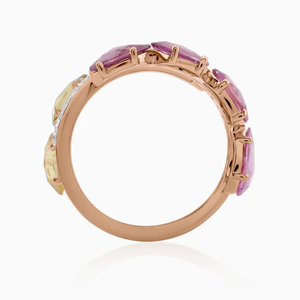Bague en or rose plaqué avec pierres précieuses améthyste et diamant, bijoux de luxe pour femme, à porter au quotidien - Product Image 3