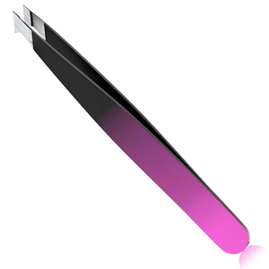 Pinzas Profesionales para Cejas de Acero Inoxidable con Punta Inclinada, Bajo MOQ, Logotipo Personalizado, Pinzas Reutilizables para Depilación de Cejas con Degradado - Product Image 1