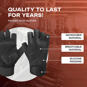 Gants de fitness demi-doigts noirs en maille respirante avec sangle de poignet réglable pour musculation et gym unisexe - Product Image 5
