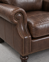 Fauteuil en cuir de vachette véritable de haute qualité, style mid-century, écologique, avec accoudoirs roulés, durable, pour salon