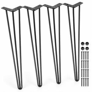 Hairpin <b>Table</b> Legs 3 Robs 28 inch Set 4 880lbs Load Capacity Black Heavy Duty Stainless Steel Modern DIY Dining Desk EDPTBL014 - Product Image 1