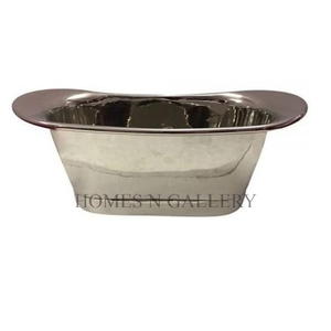Baignoire ovale autoportante en acier inoxydable, moderne, avec drain central et cascade décorative, pour salle de bain - Product Image 1