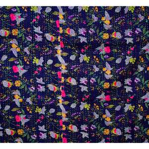 Couvre-lit indien fait main Kantha, 100% coton, imprimé à la main, motif floral, poids du tissu 220g, haute qualité ART&ART - Product Image 6
