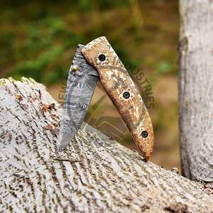 Cuchillo plegable de Damasco hecho a mano, edición nueva, cuchillo de caza para exteriores, el mejor cuchillo de supervivencia de bolsillo, OEM ODM, regalos para padrinos de boda - Product Image 3