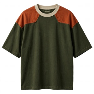 Amkoor Men's Regular Fit Color Blocked <b>T</b>-<b>Shirt</b> <b>Raglan</b> Sleeve O-Neck Contrast Trim Casual 100% Cotton Knitted Anti-Pilling 320g - Product Image 1