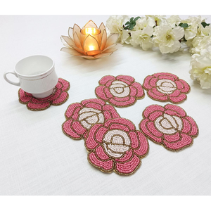 Handmade Modern Glass Bead Cocktail Coasters Durable <b>for</b> Cocktail Parties Home Accent Mats & Pads - Product Image 1