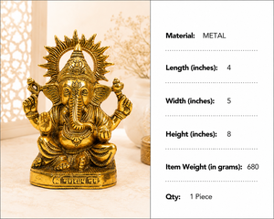 Sculpture de Ganesha assis en laiton, écologique, Art Déco, de luxe, spirituelle, cadeau de Diwali et de pendaison de crémaillère, objet décoratif pour autel de salle de Pooja - Product Image 5