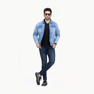 Chaqueta de Mezclilla Personalizada Ecológica con Logotipo Personalizado para Hombre, Estilo Casual, Color Sólido, 100% Algodón - Product Image 1