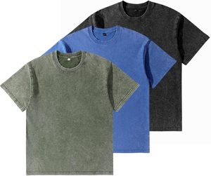 Camiseta de algodón vintage para hombre, de corte holgado, de alta calidad, jersey grueso, lisa, estilo hip hop. - Product Image 1