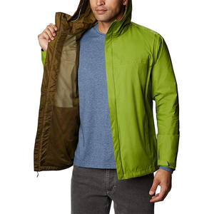 <b>Men</b> Hooded Waterproof <b>Jacket</b> Green Casual Outdoor Wear Polyester Shell Zipper Closure Autumn Style - Product Image 3