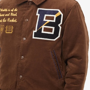 Custom Logo <b>Brown</b> <b>Corduroy</b> Varsity <b>Jacket</b> Men Vintage Embroidery Letterman Bomber <b>Jacket</b> Unisex Streetwear Wholesale Outerwear - Product Image 4