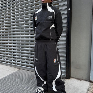Custom Winter Hooded Reflective Windbreaker Tracksuit Set Loose Fit <b>Polyester</b> <b>Jogger</b> Streetwear Sportswear Plus Size Fit - Product Image 3
