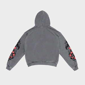 Sweat-shirt à capuche imprimé Ring-Mode Gears pour homme, streetwear personnalisé imprimé DTG, coupe oversize, en coton noir tricoté, respectueux de l'environnement - Product Image 2
