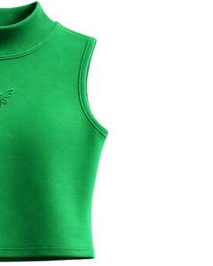 Débardeur côtelé vert vif personnalisé pour femme avec motif papillon en relief, sans manches, été, fabrication sur mesure - Product Image 3