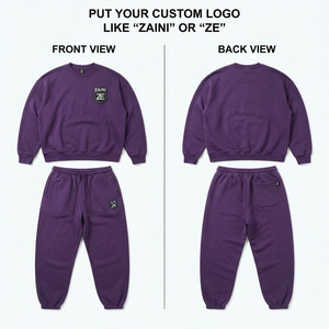 Mens Sweat Suit 240g Cotton Fleece Olive Green <b>Crewneck</b> Jogger Set Digital Print Logo Premium Soft Lightweight Breathable Warm - Product Image 1