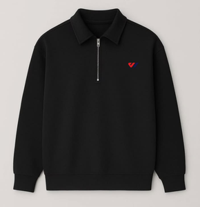 Sudadera de hombre con cremallera de un cuarto, puños acanalados, hombros caídos, cuello alto, mezcla de algodón y forro polar, personalizable con logo OEM ODM - Product Image 5