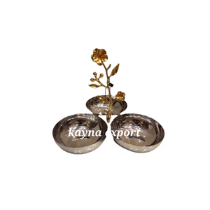 Venta al por mayor de lujo artesanía oro metal rama diseñador fruta plato metal tazón Hotel y boda decoración cuencos utensilios de cocina - Product Image 6