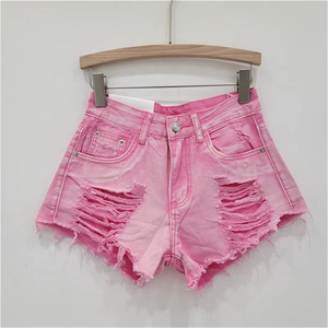 ZHEZHE 2024 Novedad de Verano: Shorts Vaqueros Anchos de Mujer con Borlas y Desgastes, de Cintura Baja y Estilo Urbano - Product Image 3