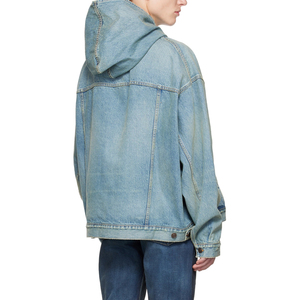Sweat-shirts à capuche pour hommes en denim de haute qualité, unis, avec poches, pour l'hiver, effet délavé soleil et délavé à l'acide, grammage lourd, vente en gros - Product Image 4