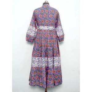 Nuevo Vestido Casual para Mujer con Estampado Artesanal, Manga Abullonada, Cuello en V, Tallas Grandes, Silueta en A, Botones, Largo hasta el Tobillo y Cintura Natural - Product Image 6